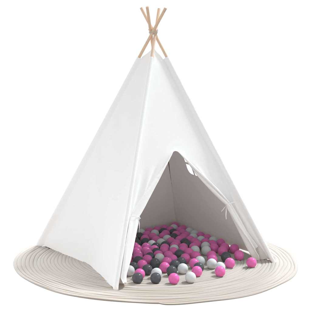 Teepee Zelt Weiß 120 x 120 x 150 cm Stoff und Plastik