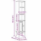 Bad hoher Schrank mit Regal FLORO Wachsbraun 35 x 30 x 160 cm