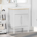 Waschbeckenschrank mit Regal mit Tür FLORO Weiß 60 x 40 x 80 cm
