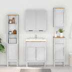 Waschbeckenschrank mit Regal mit Tür FLORO Weiß 60 x 40 x 80 cm
