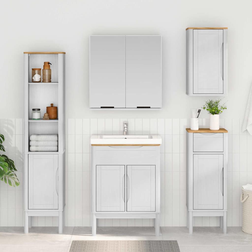 Waschbeckenschrank mit Regal mit Tür FLORO Weiß 60 x 40 x 80 cm