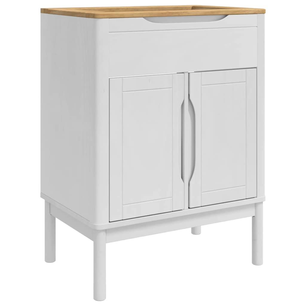 Waschbeckenschrank mit Regal mit Tür FLORO Weiß 60 x 40 x 80 cm