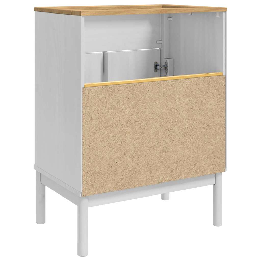 Waschbeckenschrank mit Regal mit Tür FLORO Weiß 60 x 40 x 80 cm
