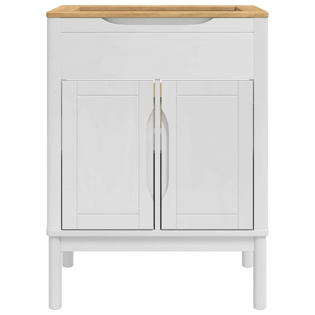 Waschbeckenschrank mit Regal mit Tür FLORO Weiß 60 x 40 x 80 cm