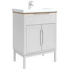 Waschbeckenschrank mit Regal mit Tür FLORO Weiß 60 x 40 x 80 cm