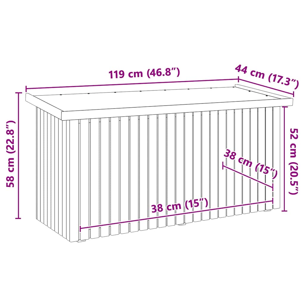 Gartenlagerbox mit Speicher Natur 119 x 44 x 58,5 cm