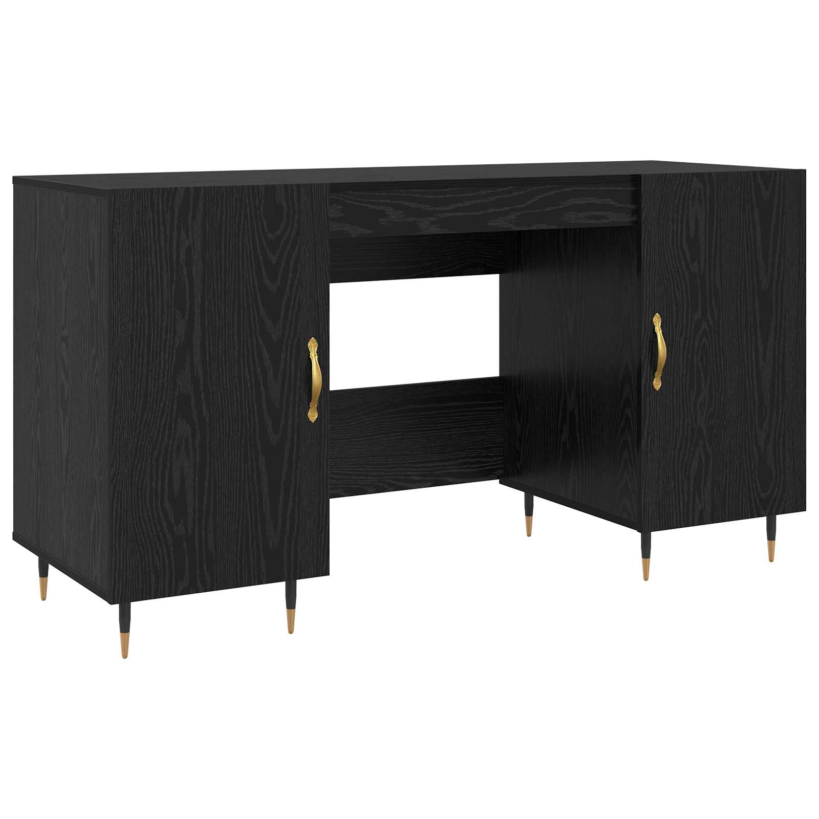 Schreibtisch mit Regal Schwarz Eichen-Optik 140 x 50 x 75 cm