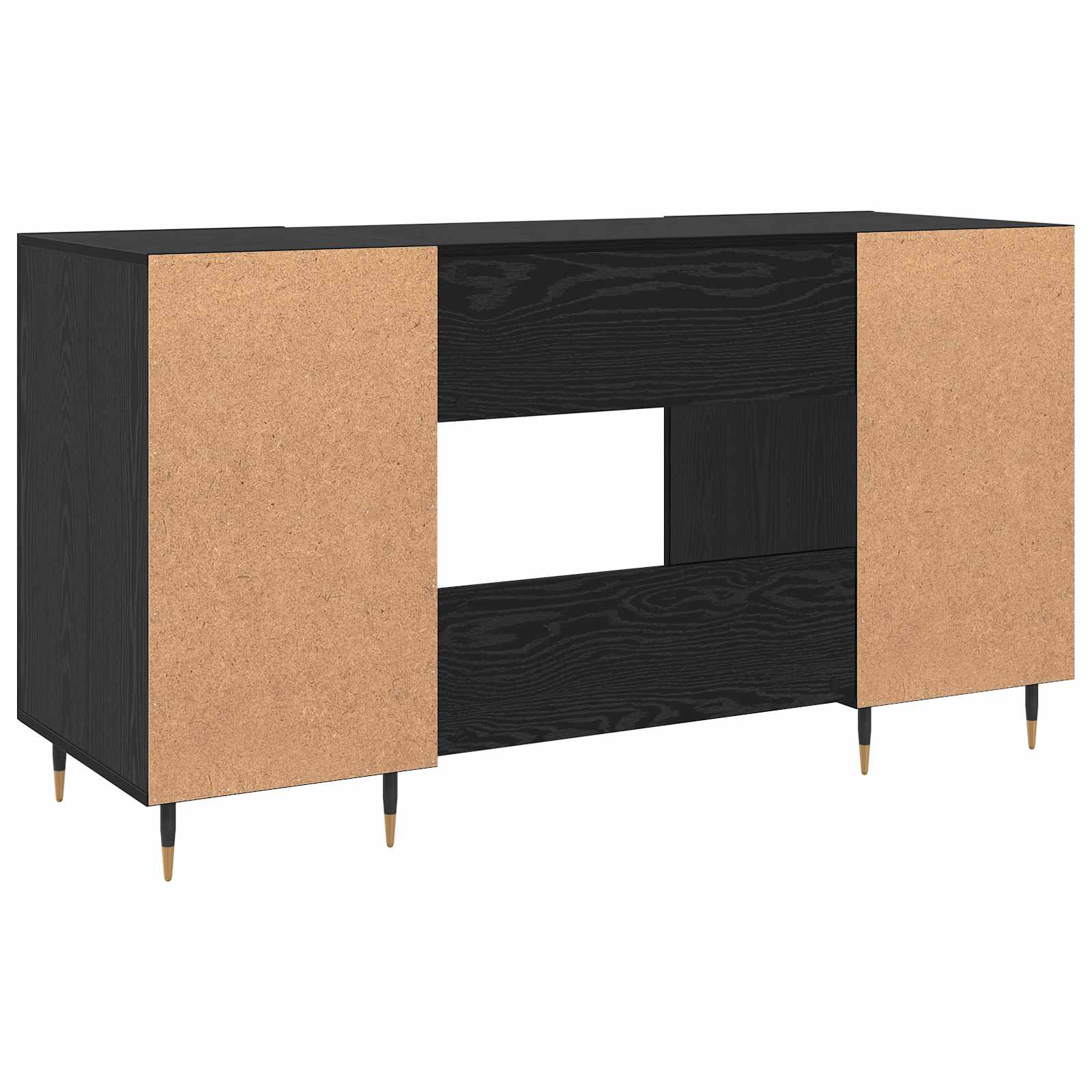 Schreibtisch mit Regal Schwarz Eichen-Optik 140 x 50 x 75 cm