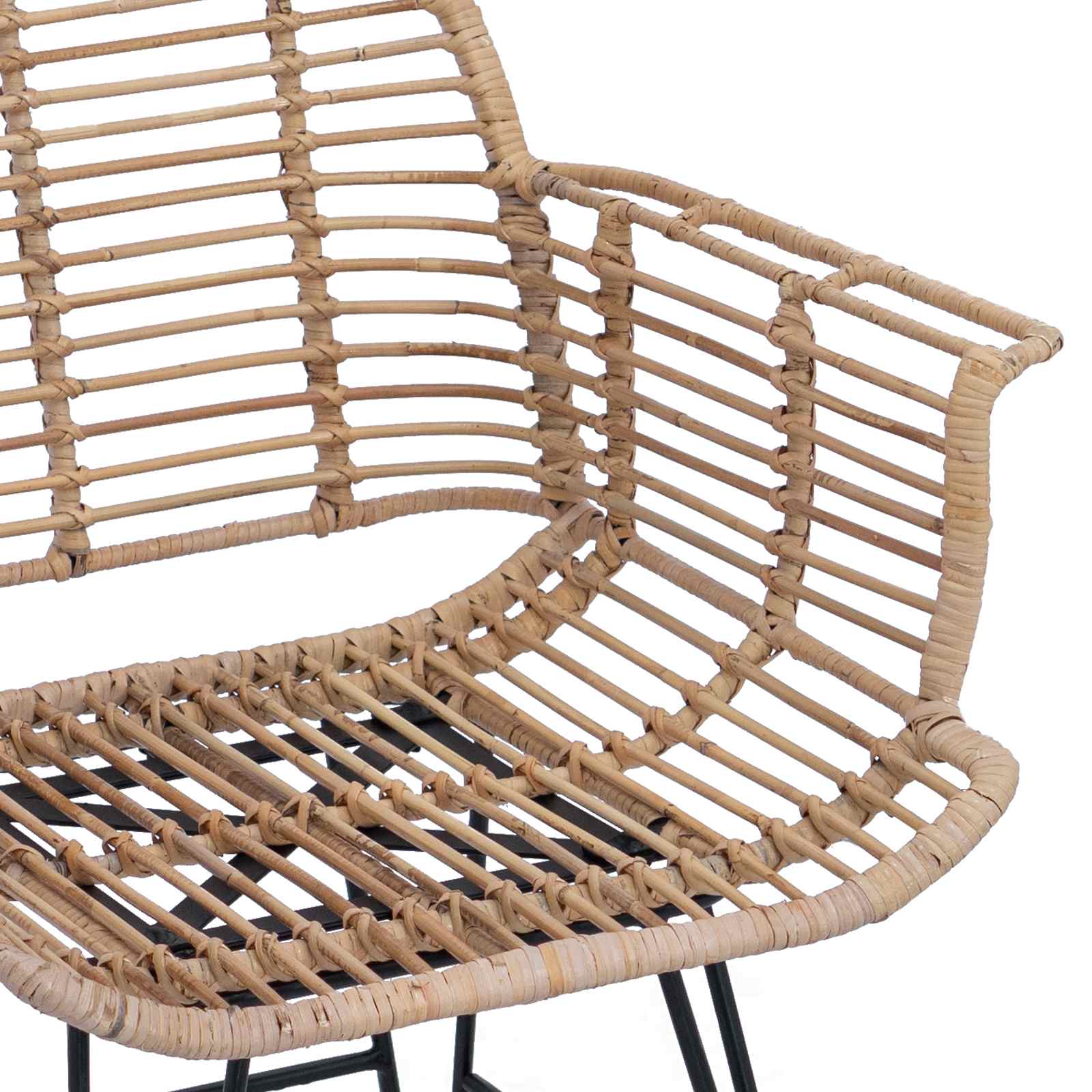 Esszimmerstuhl 2 pcs Rattan und Eisen Natur 57 x 55 x 85 cm
