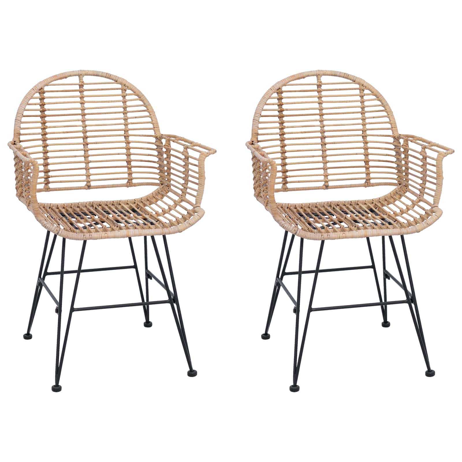 Esszimmerstuhl 2 pcs Rattan und Eisen Natur 57 x 55 x 85 cm