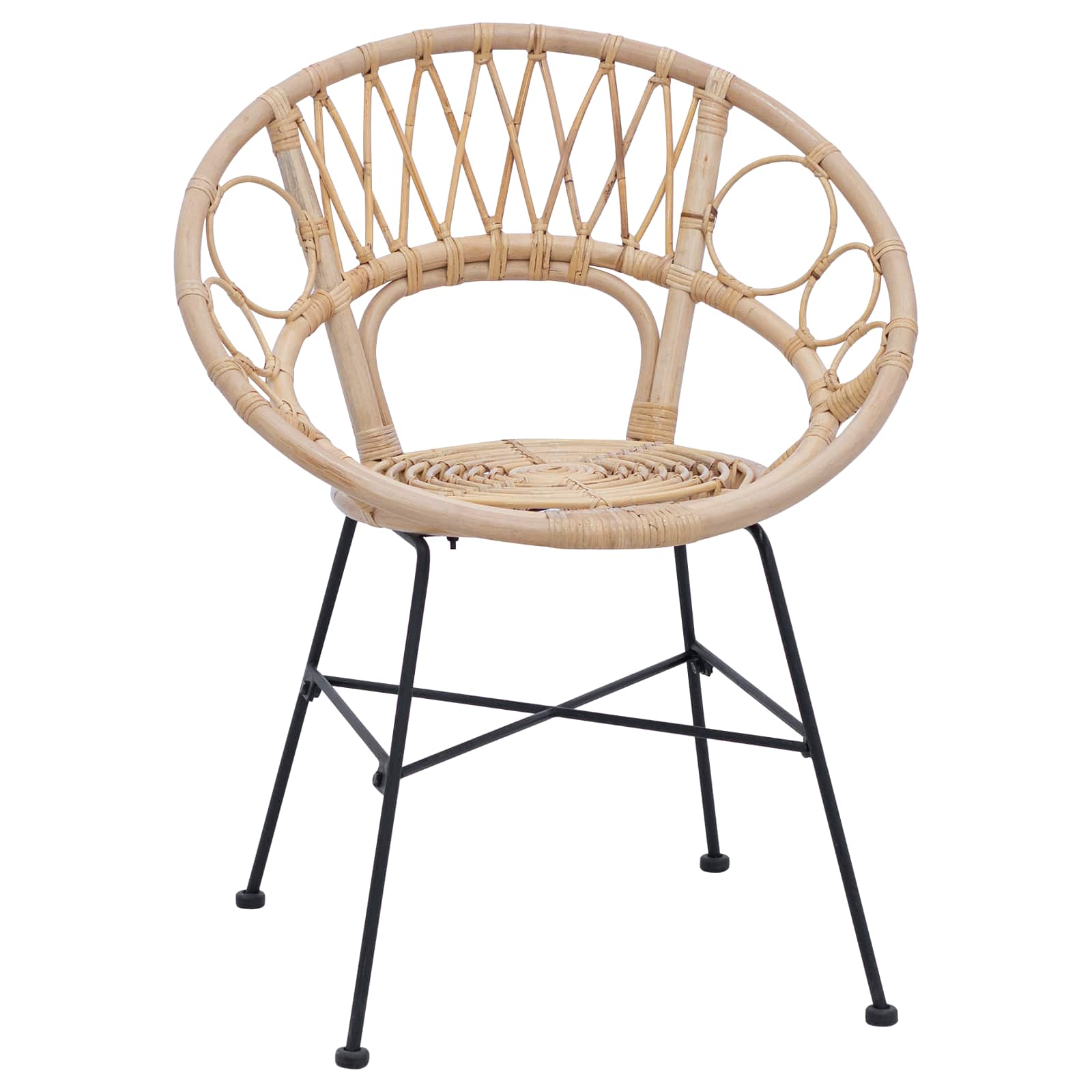 Esszimmerstuhl 2 pcs Rattan und Eisen Natur 54 x 65 x 82 cm