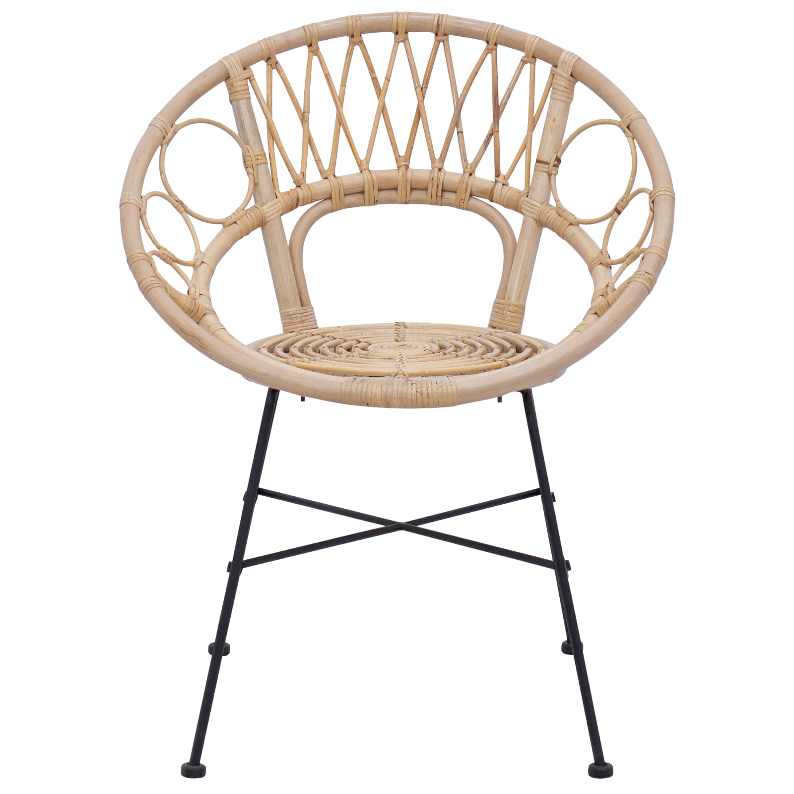 Esszimmerstuhl 2 pcs Rattan und Eisen Natur 54 x 65 x 82 cm