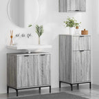 Badezimmermöbel-Set 2 pcs Graues Sonoma Sperrholz und Metall