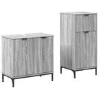 Badezimmermöbel-Set 2 pcs Graues Sonoma Sperrholz und Metall