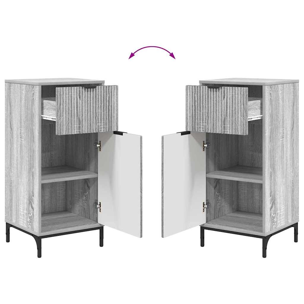 Badezimmermöbel-Set 2 pcs Graues Sonoma Sperrholz und Metall