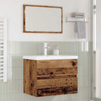 Badezimmermöbel-Set mit Schubladen 3 pcs Altholz Holzwerkstoff