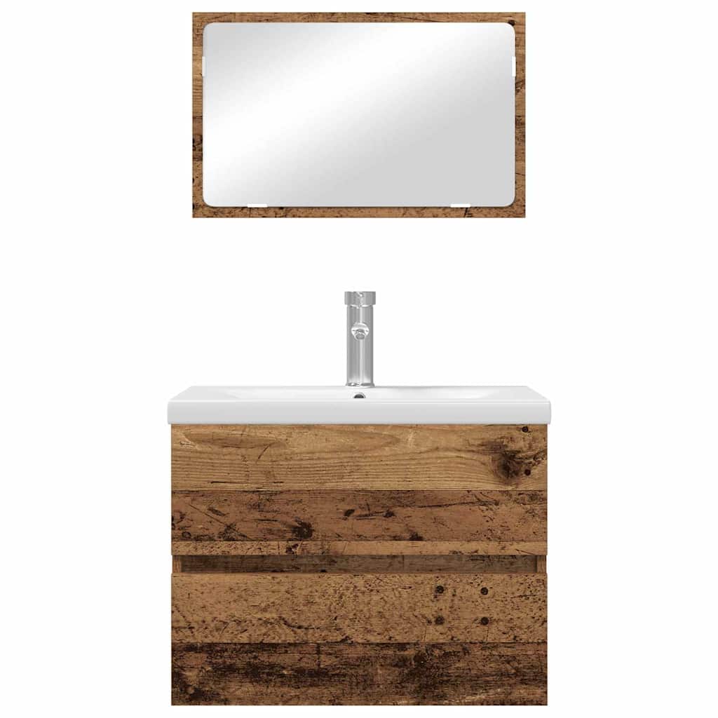 Badezimmermöbel-Set mit Schubladen 3 pcs Altholz Holzwerkstoff