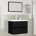Badezimmermöbel-Set 3 pcs Schwarz Eichen-Optik Holzwerkstoff