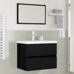 Badezimmermöbel-Set 3 pcs Schwarz Eichen-Optik Holzwerkstoff