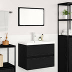 Badezimmermöbel-Set 3 pcs Schwarz Eichen-Optik Holzwerkstoff