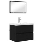 Badezimmermöbel-Set 3 pcs Schwarz Eichen-Optik Holzwerkstoff