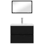 Badezimmermöbel-Set 3 pcs Schwarz Eichen-Optik Holzwerkstoff