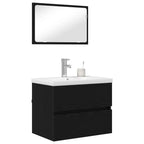 Badezimmermöbel-Set 3 pcs Schwarz Eichen-Optik Holzwerkstoff