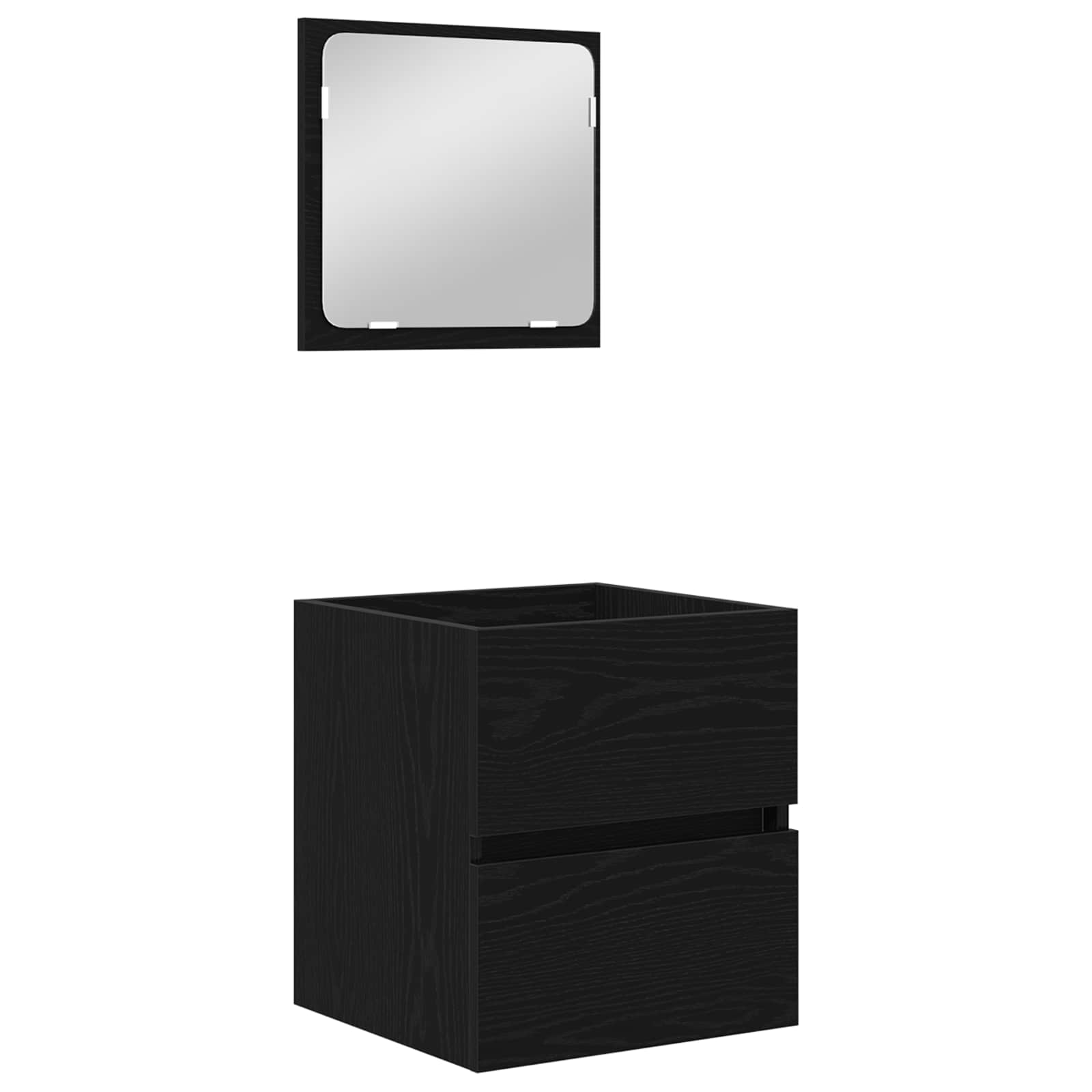 Badezimmermöbel-Set 2 pcs Schwarze Eiche und Weiß Holzwerkstoff