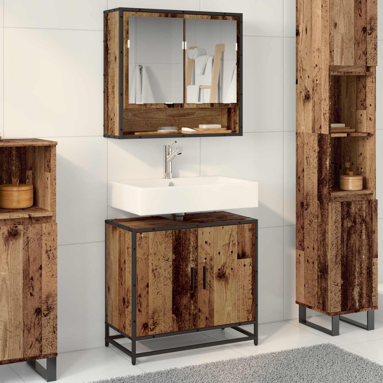 Waschbeckenschrank Altholz 65 x 33 x 60 cm Holzwerkstoff