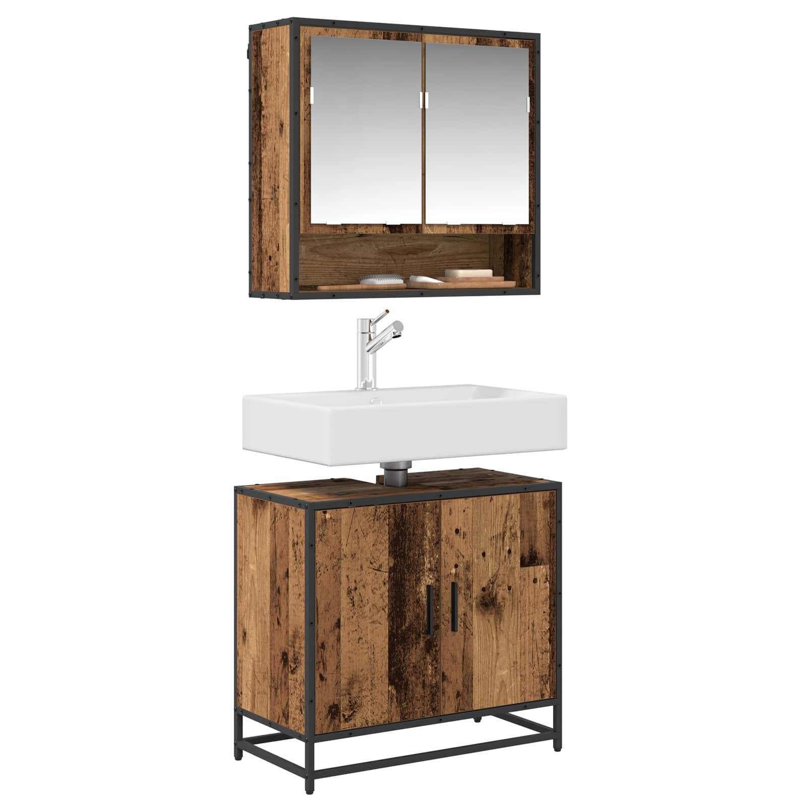 Waschbeckenschrank Altholz 65 x 33 x 60 cm Holzwerkstoff