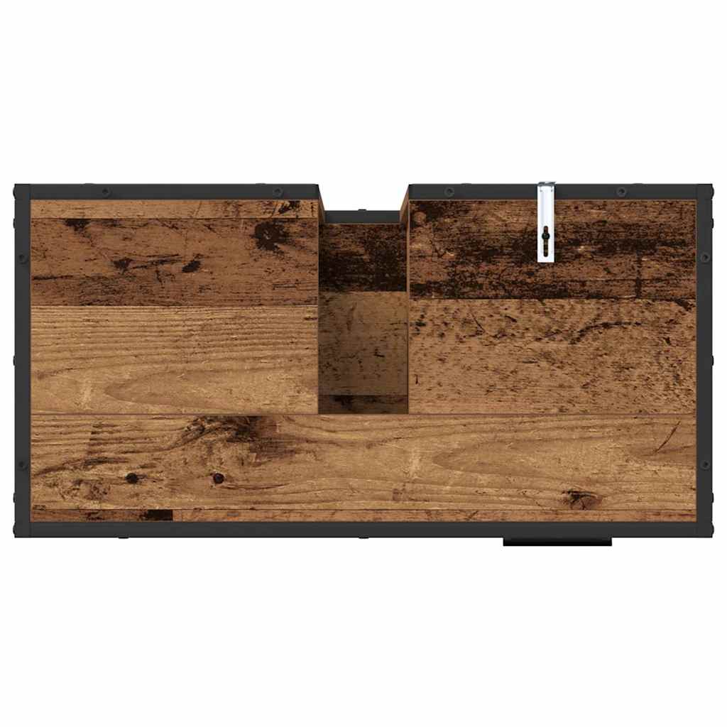 Badezimmerschrank mit Tür Altholz 65 x 33 x 60 cm Holzwerkstoff