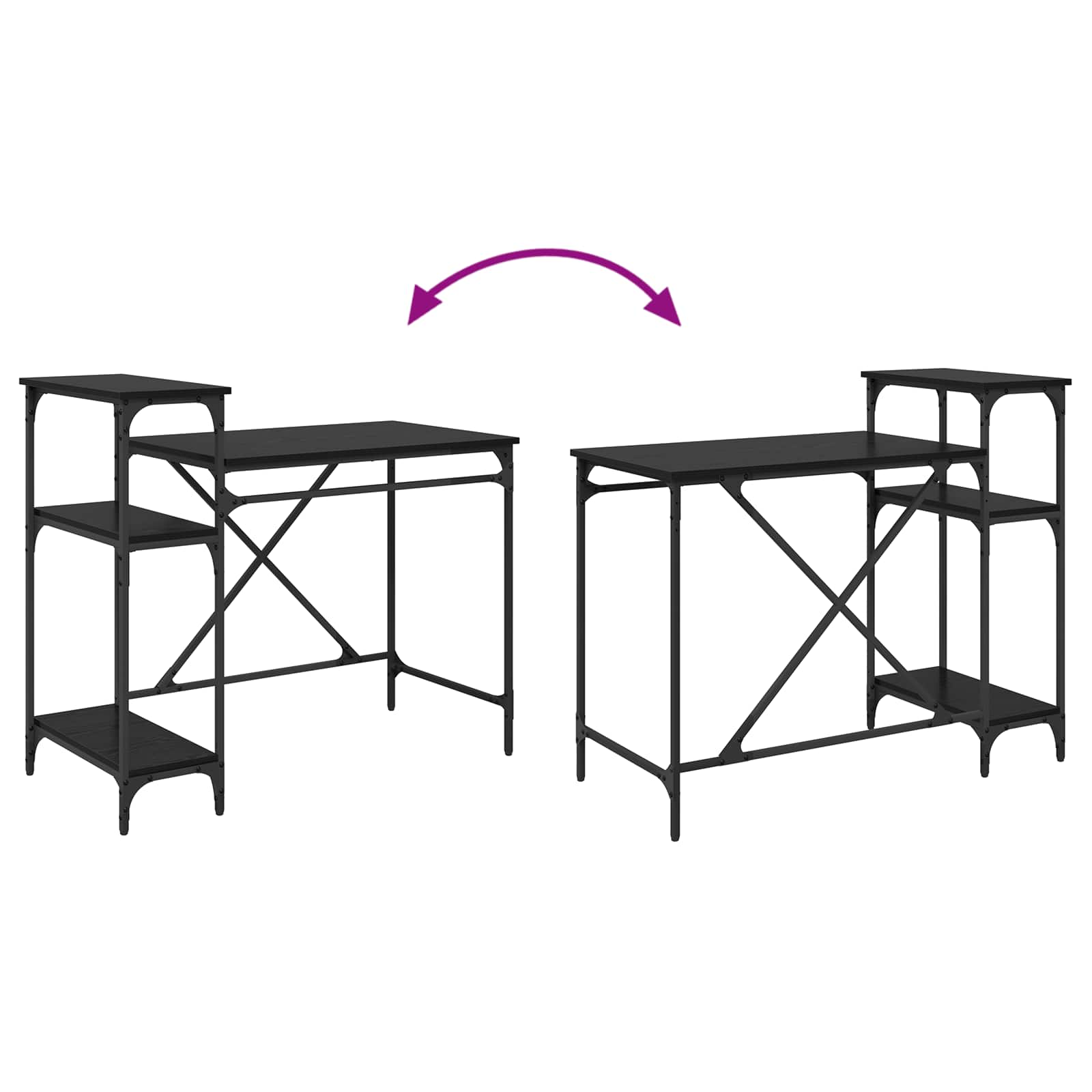 Schreibtisch Schwarz Eichen-Optik 105 x 50 x 90 cm