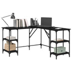 Schreibtisch Schwarz Eichen-Optik 139 x 139 x 75 cm
