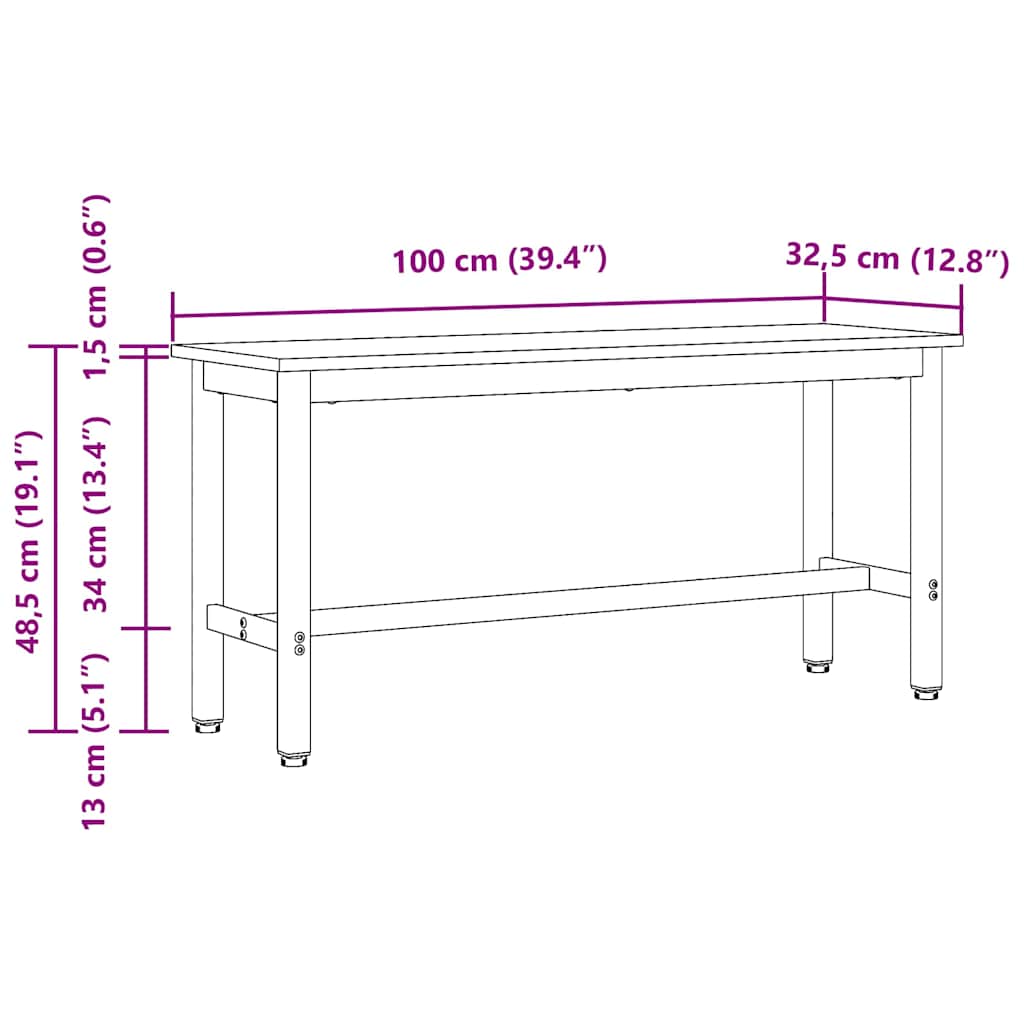 Esstischbank Geräucherte Eiche 100 x 32,5 x 48,5 cm