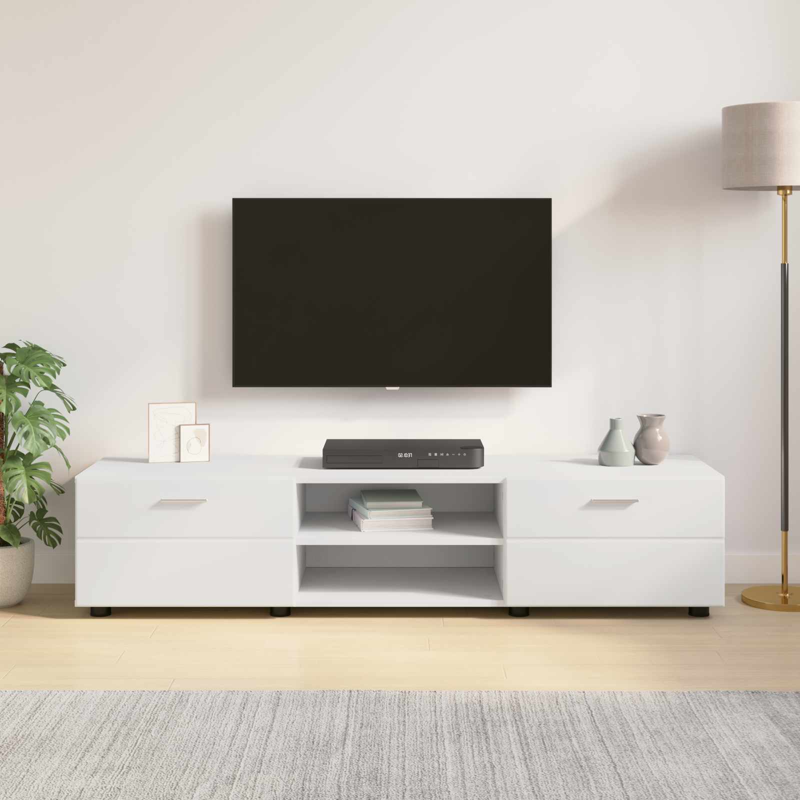Holzschrank mit Schubladen Weiß 150 x 39 x 30 cm Holzwerkstoff
