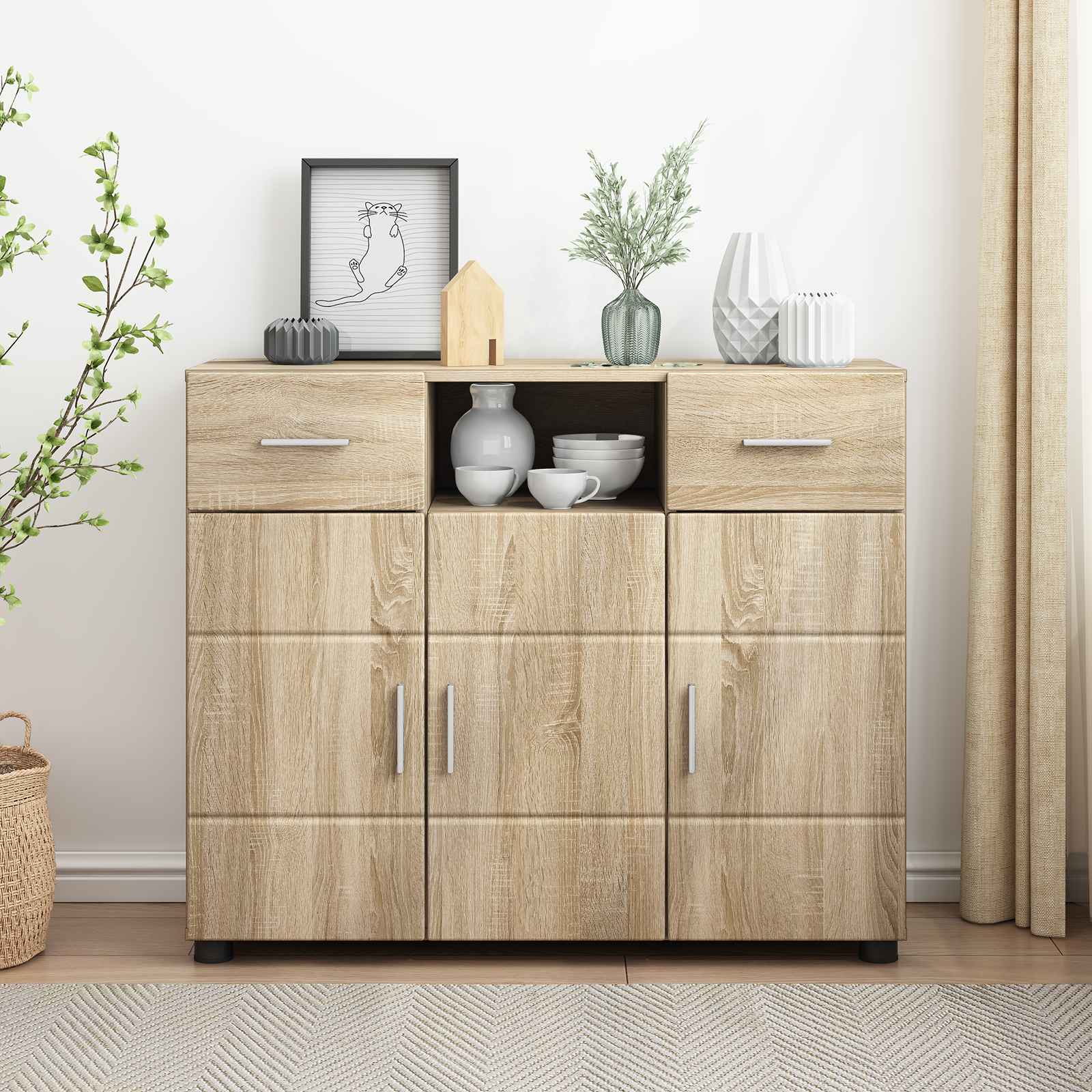 Holzschrank Sonoma-Eiche 88,5 x 30,5 x 73 cm Holzwerkstoff