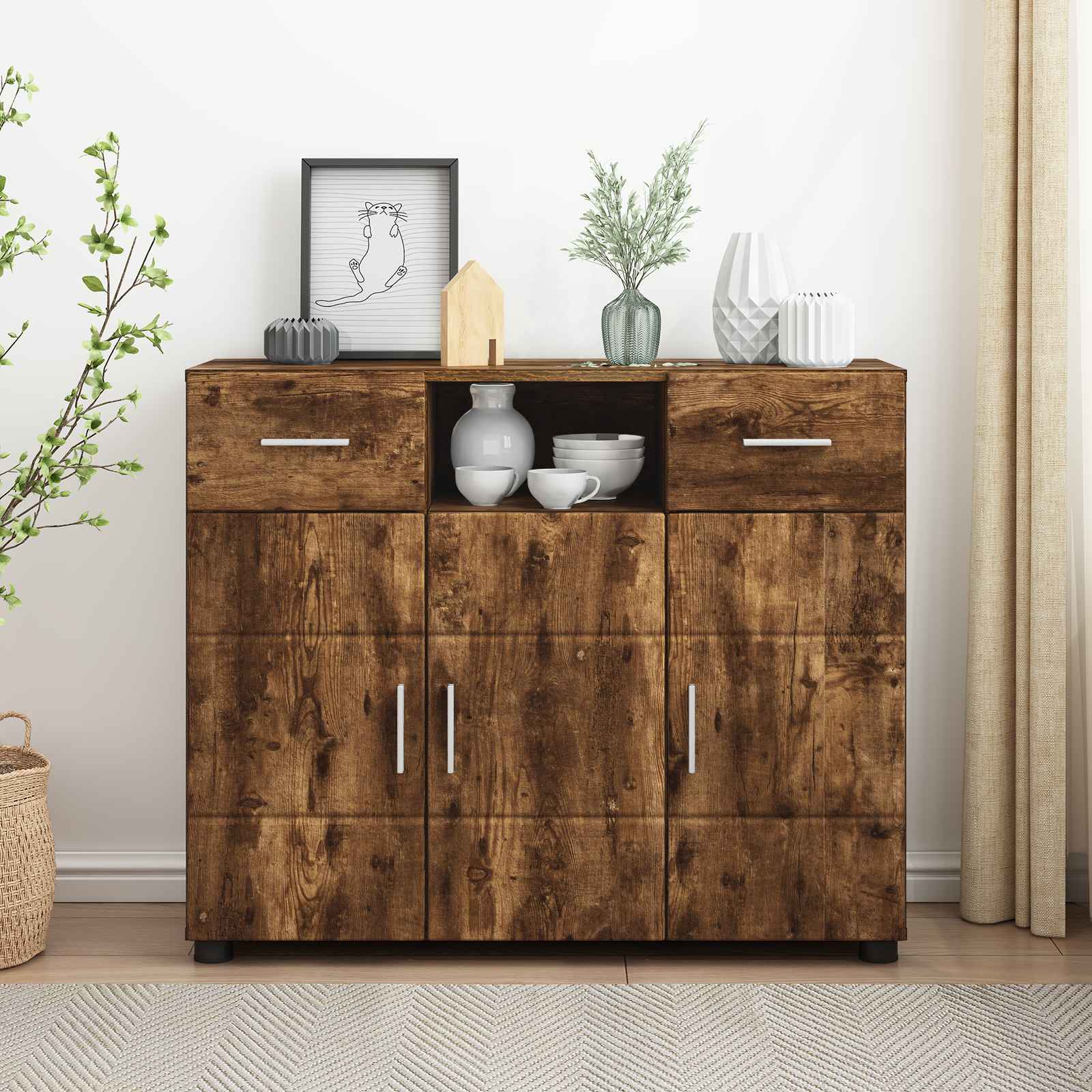 Holzschrank Geräucherte Eiche 88,5 x 30,5 x 73 cm Holzwerkstoff