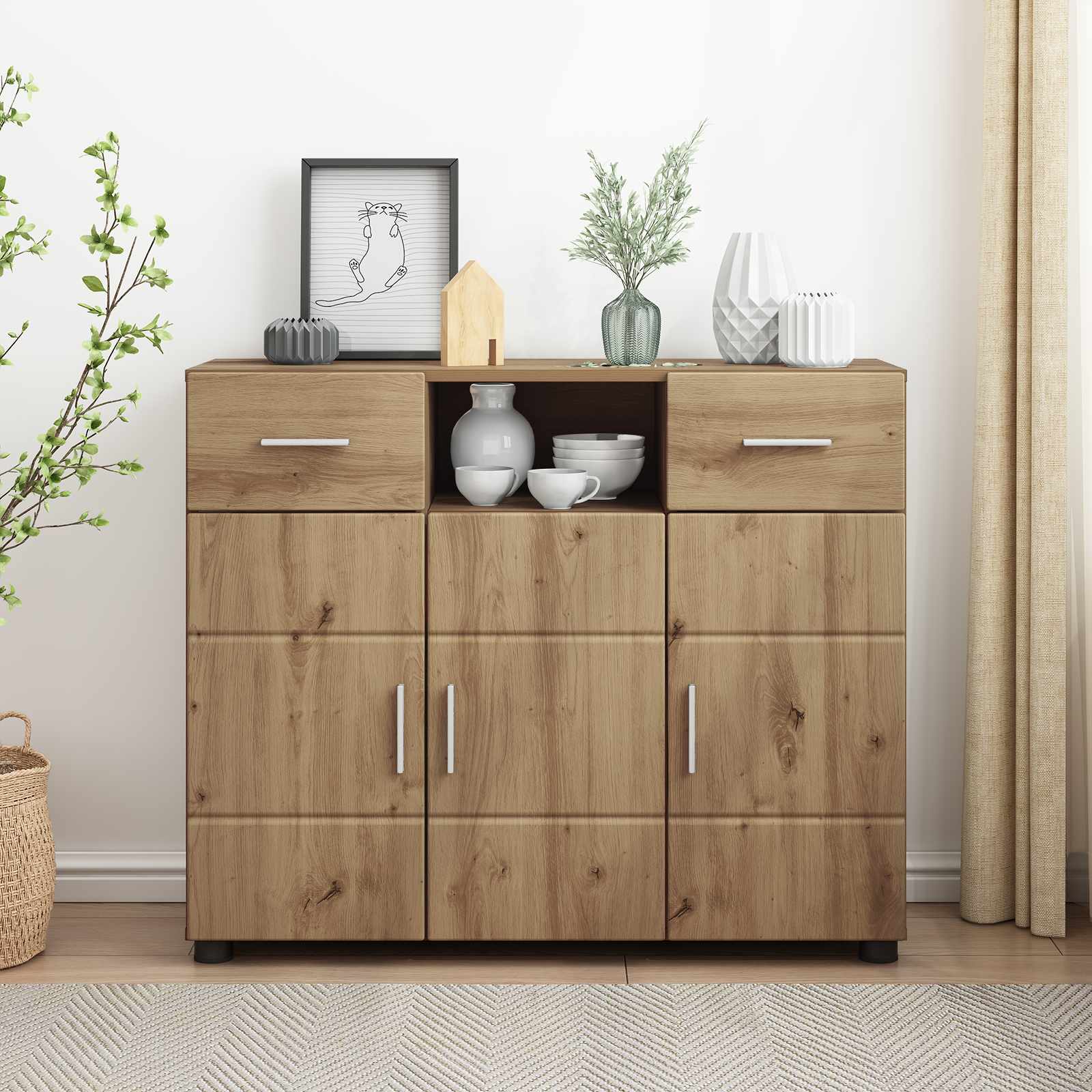 Holzschrank Artisan-Eiche 88,5 x 30,5 x 73 cm Holzwerkstoff