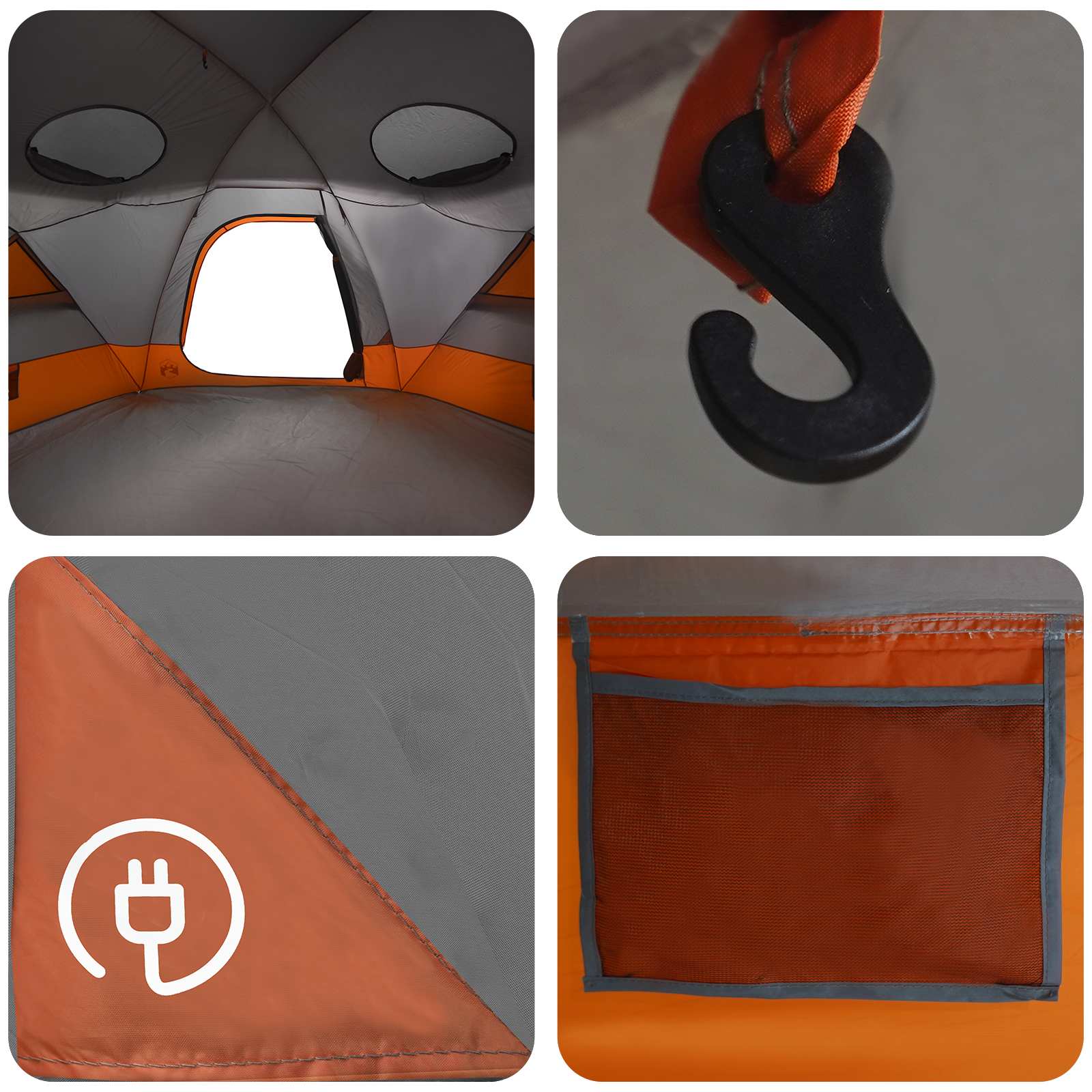 Kuppelzelt mit abnehmbarem Regenfly Grau und Orange 12-Personen