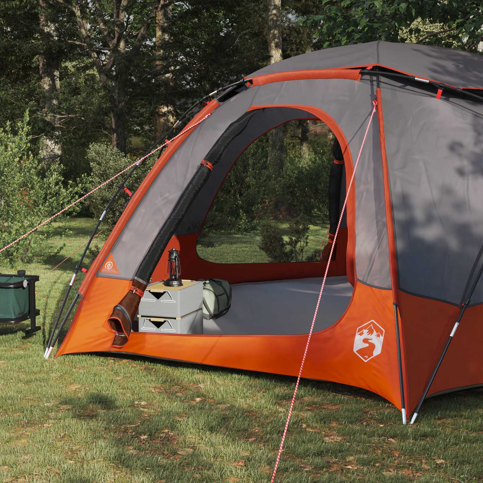 Kuppelzelt mit abnehmbarem Regenfly Grau und Orange 12-Personen