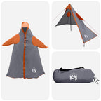 2-in-1 Regenponcho mit Kapuze Grau und Orange