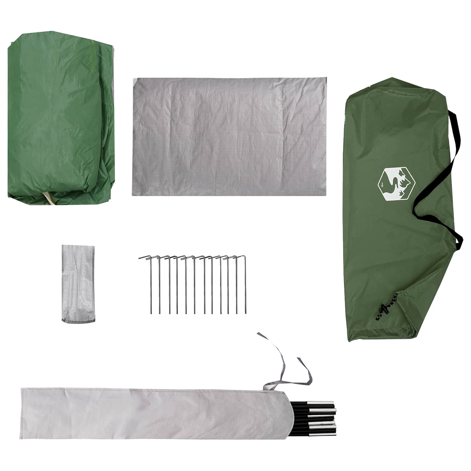 Trekkingzelt Grün 2-Personen 185T Polyester mit PU-Beschichtung