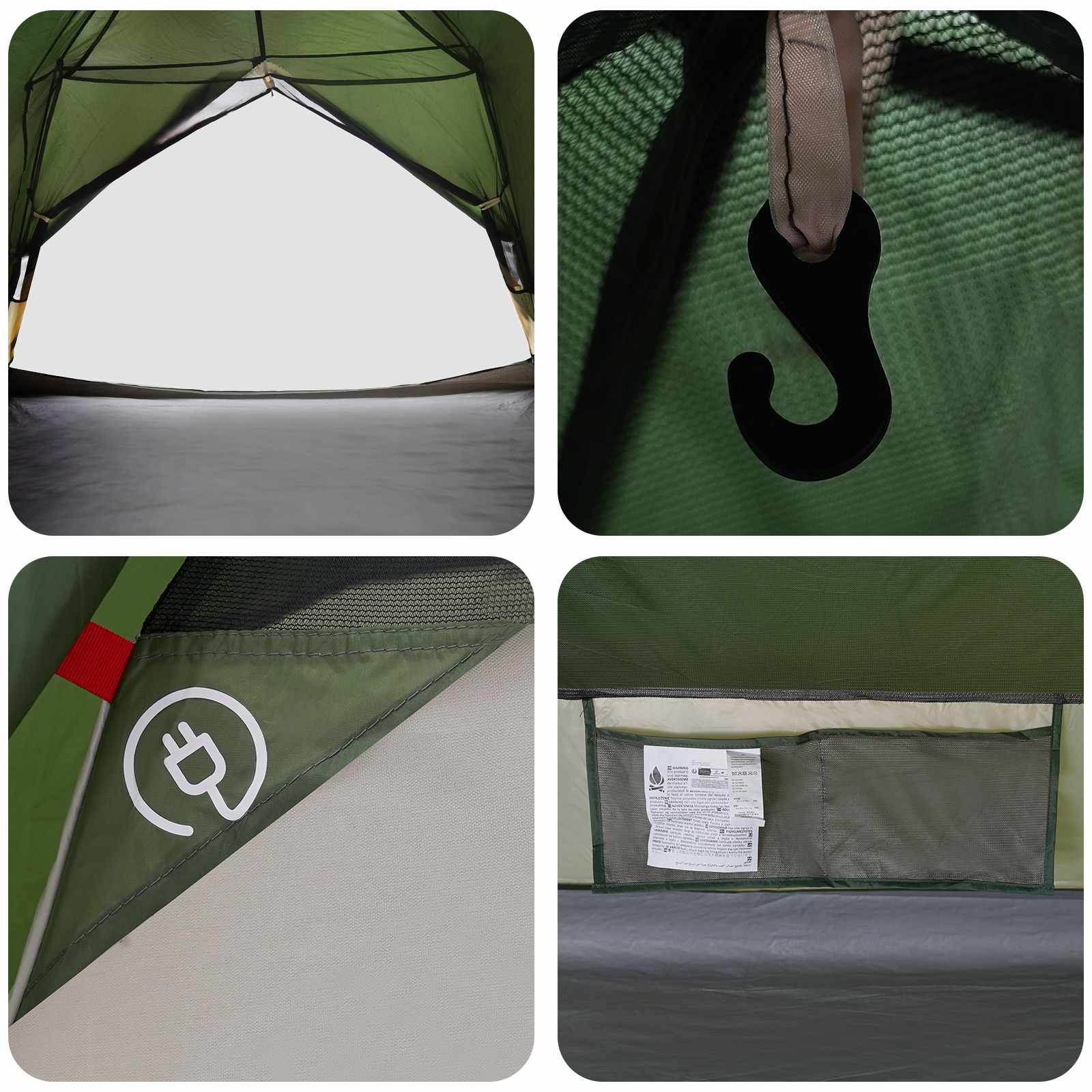 Trekkingzelt Grün 2-Personen 185T Polyester mit PU-Beschichtung