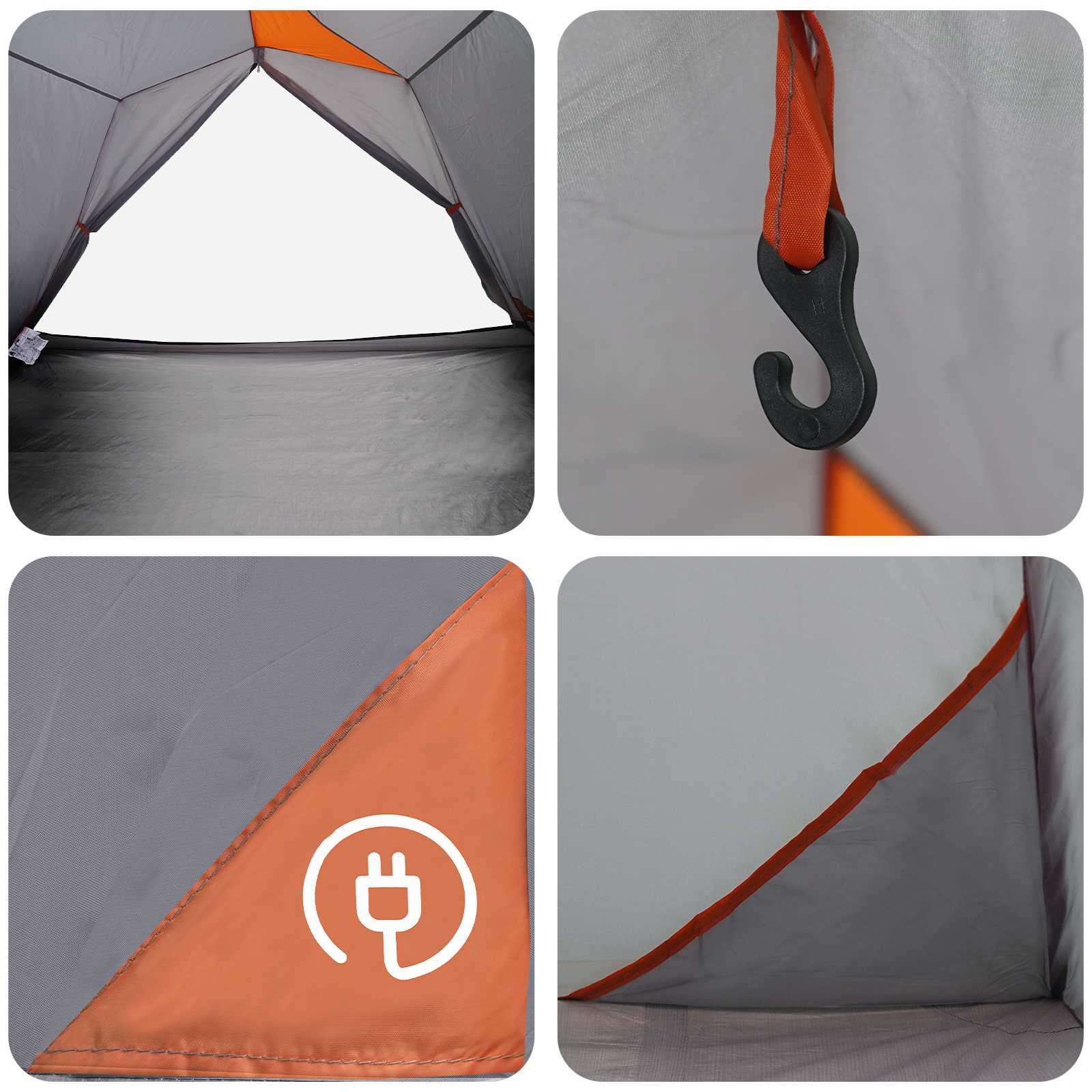 Tunnelzelt Grau und Orange 4-Personen