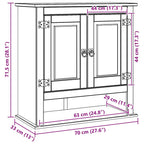 Hängeschrank Corona Weiß 70 x 33 x 71,5 cm Massives Kiefernholz