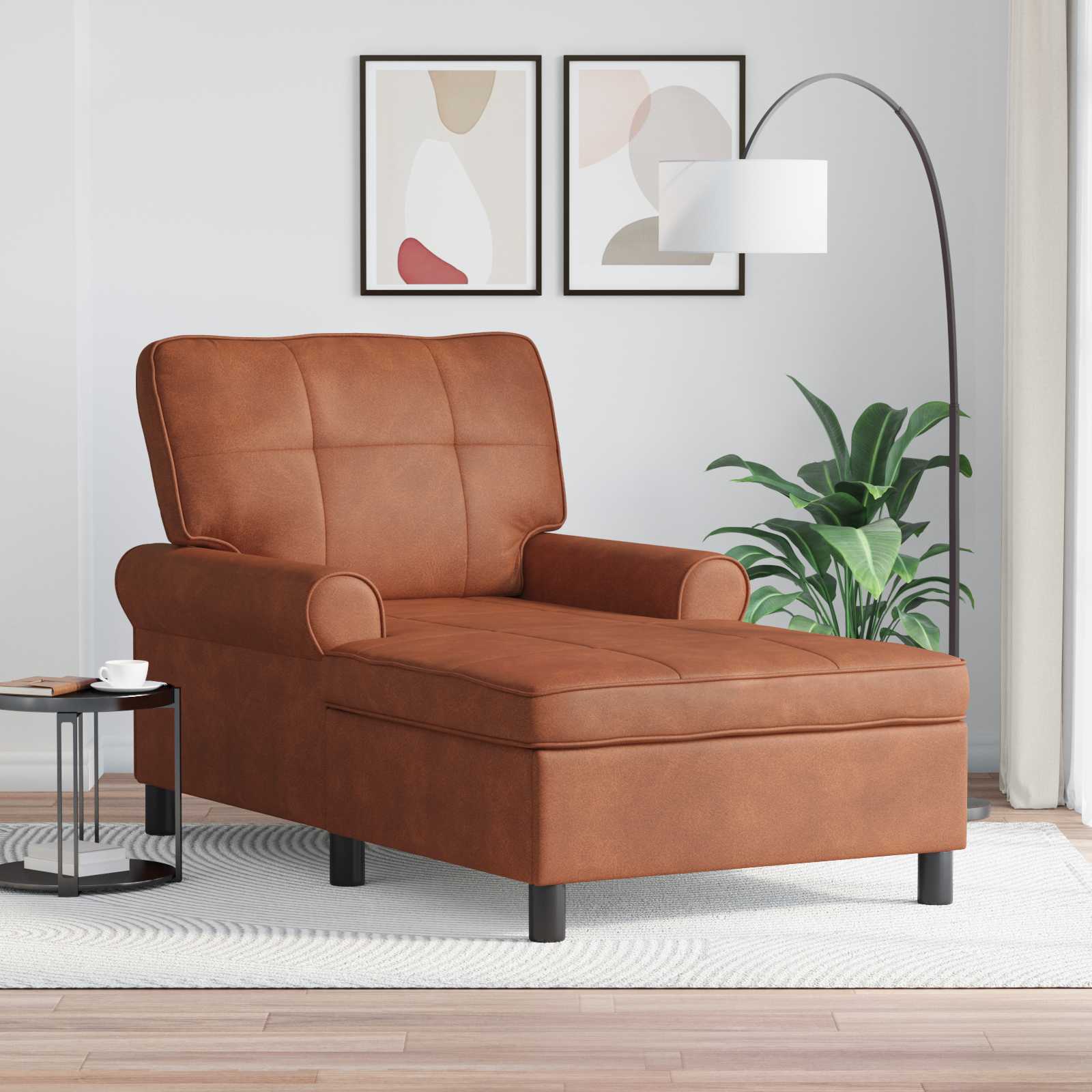 Lounge-Liege mit Kissen Braun 91 x 157 x 91 cm Kunstleder