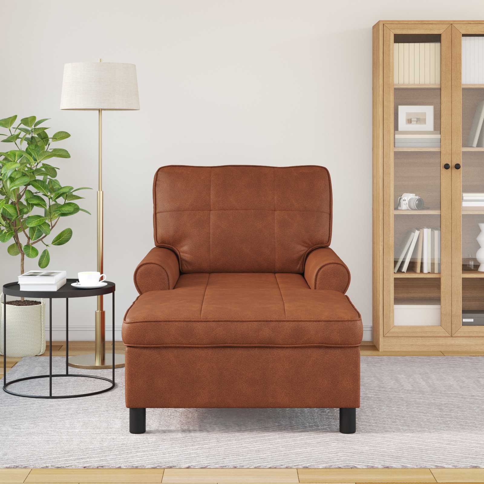 Lounge-Liege mit Kissen Braun 91 x 157 x 91 cm Kunstleder