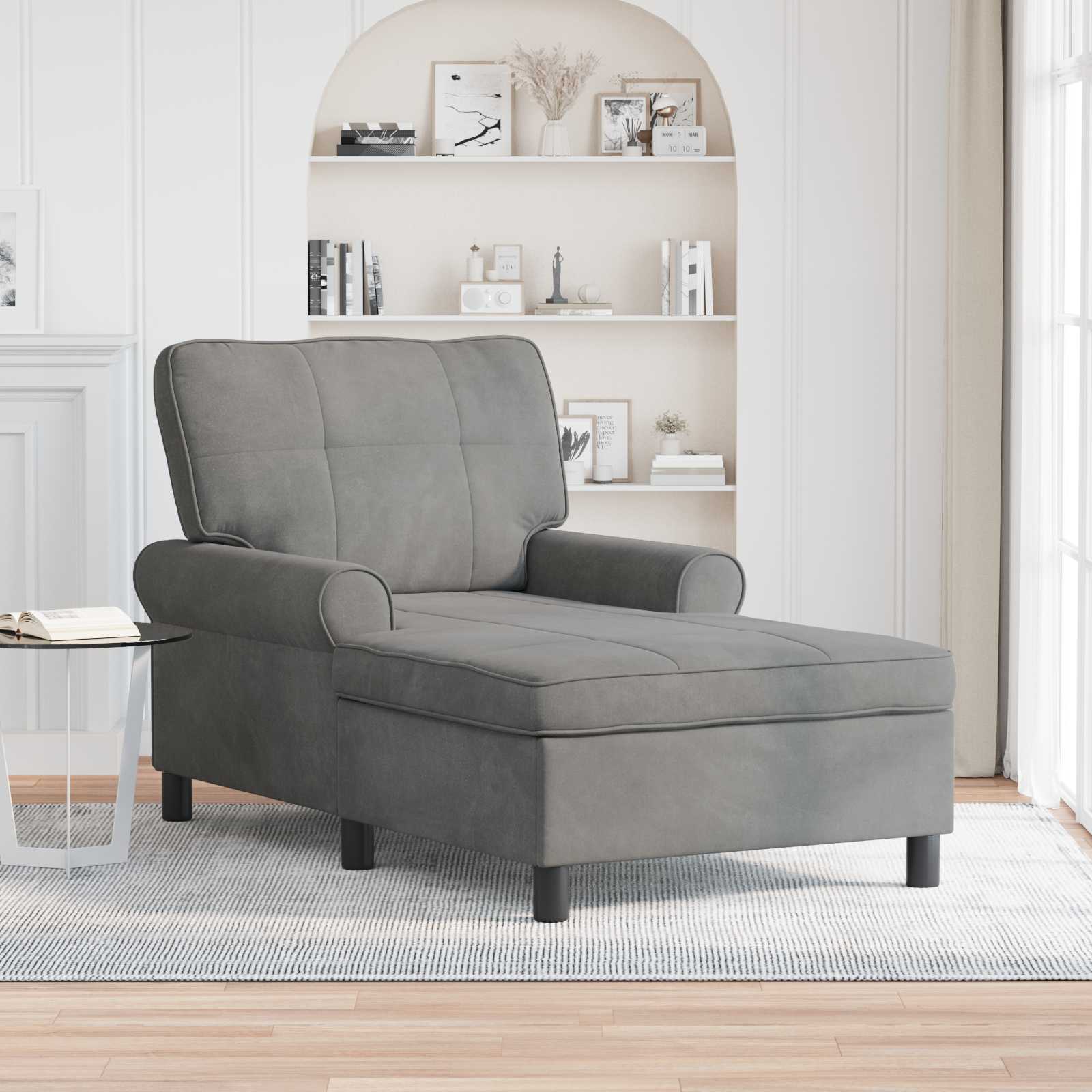 Lounge-Liege mit Kissen Dunkelgrau 91 x 157 x 91 cm Samt