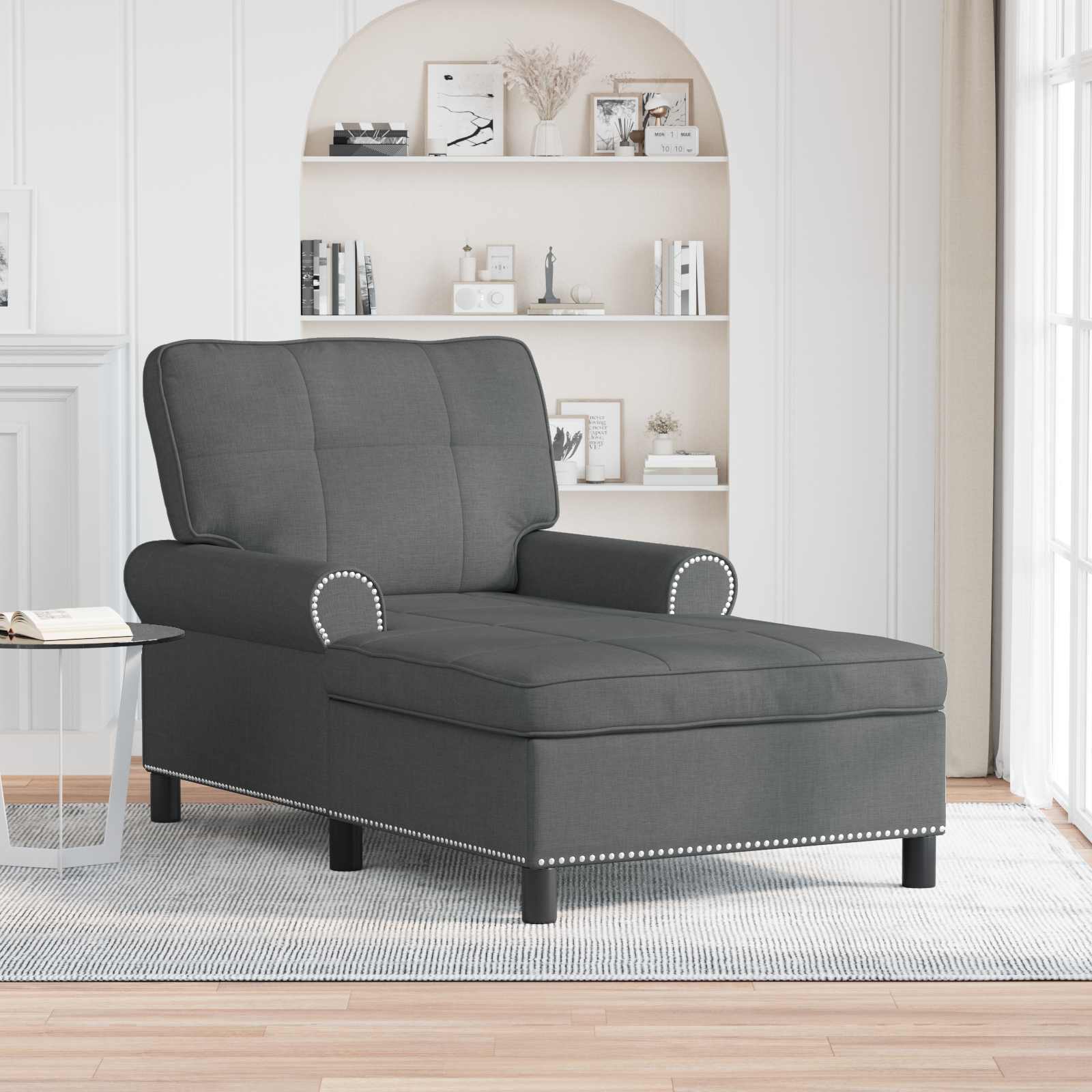 Lounge-Liege mit Kissen Dunkelgrau 91 x 157 x 91 cm Stoff