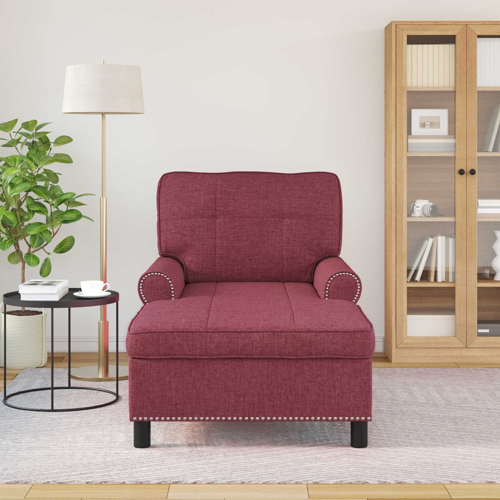 Lounge-Liege mit Kissen Weinrot 91 x 157 x 91 cm Stoff